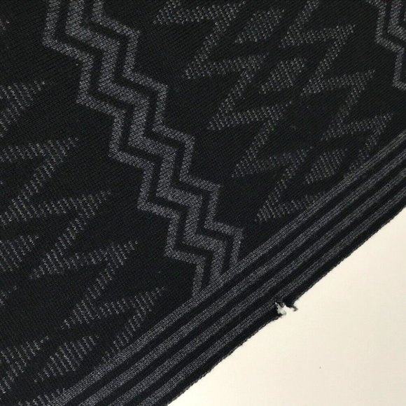 LOUIS VUITTON 401910 Chevron stripe Logo pattern Scarf wool Black/Gray - Picture 7 of 12